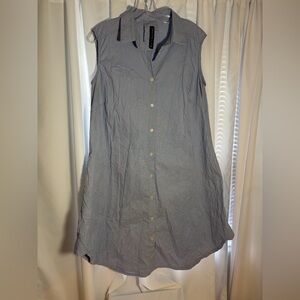 GERSHONB R A M Navy Blue & White Pinstripe Sleeveless Dress Sz M